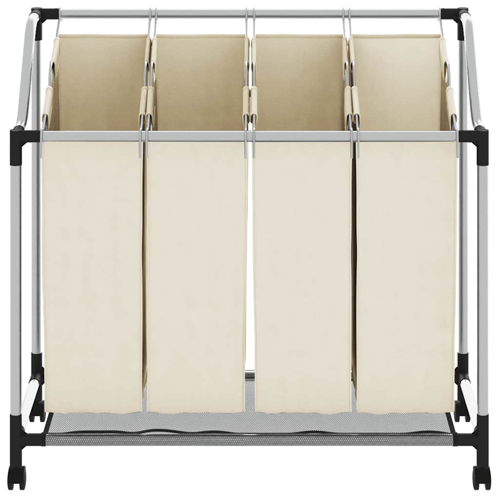282428 vidaXL Laundry Sorter with 4 Bags Cream Steel