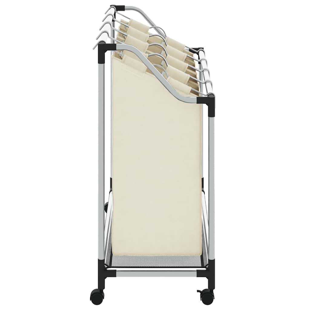 282428 vidaXL Laundry Sorter with 4 Bags Cream Steel