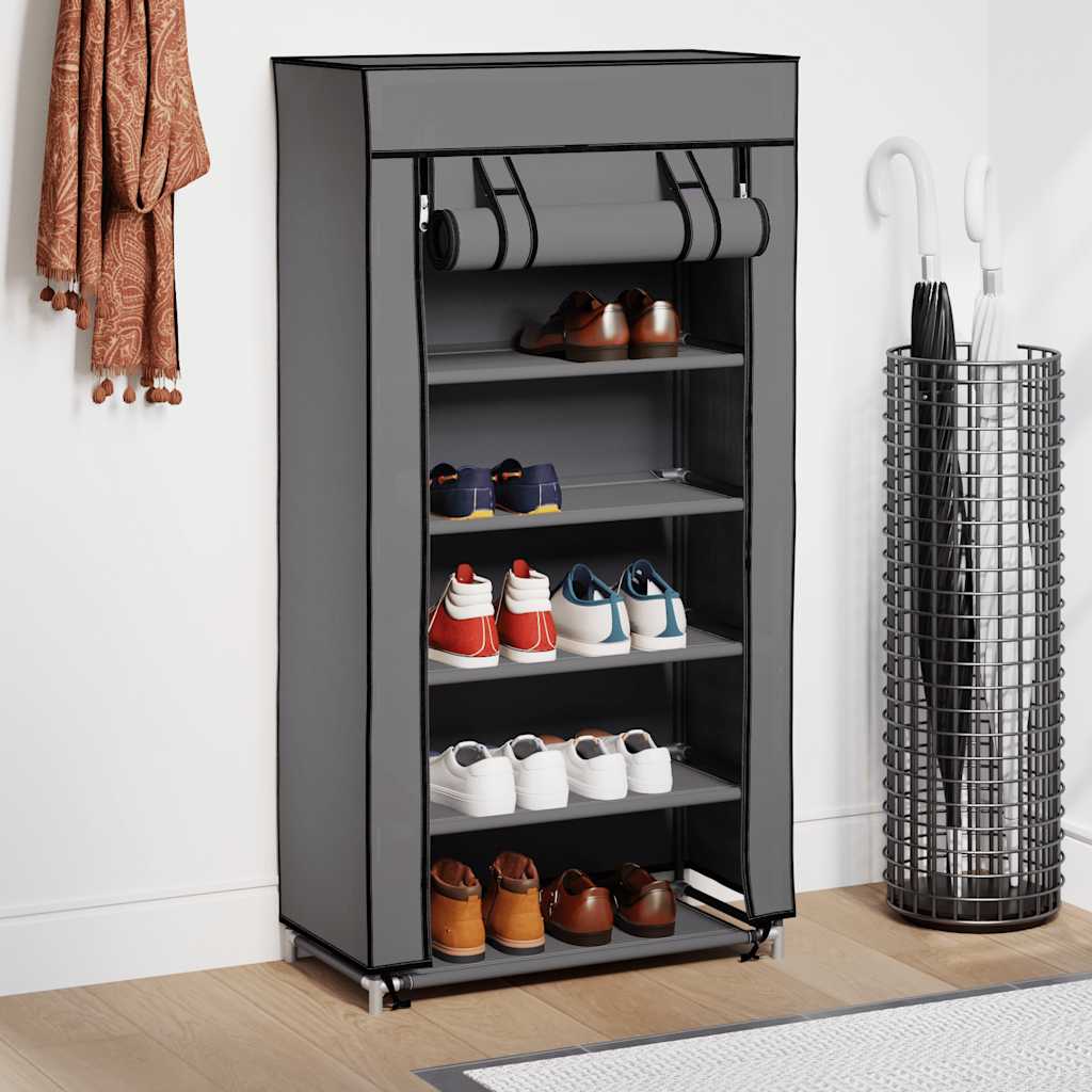 Shoe Cabinet with Cover Grey 58x28x106 cm Fabric