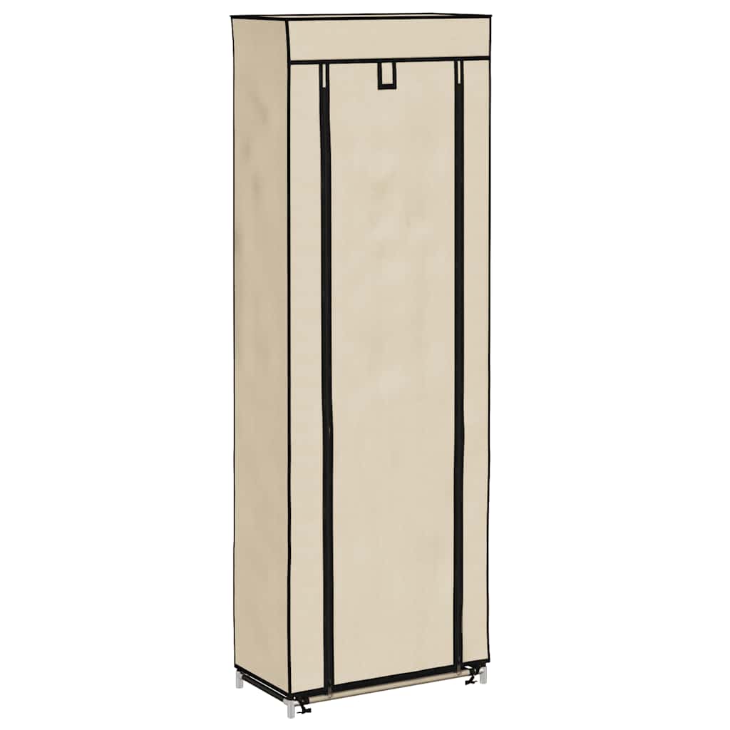 Shoe Cabinet with Cover Cream 57x29x162 cm Fabric