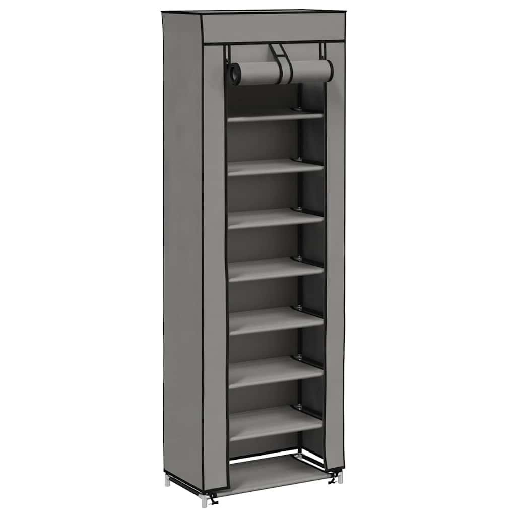 Shoe Cabinet with Cover Grey 57x29x162 cm Fabric