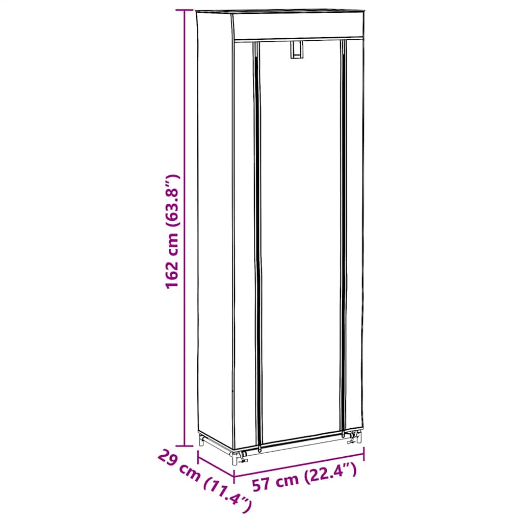Shoe Cabinet with Cover Grey 57x29x162 cm Fabric