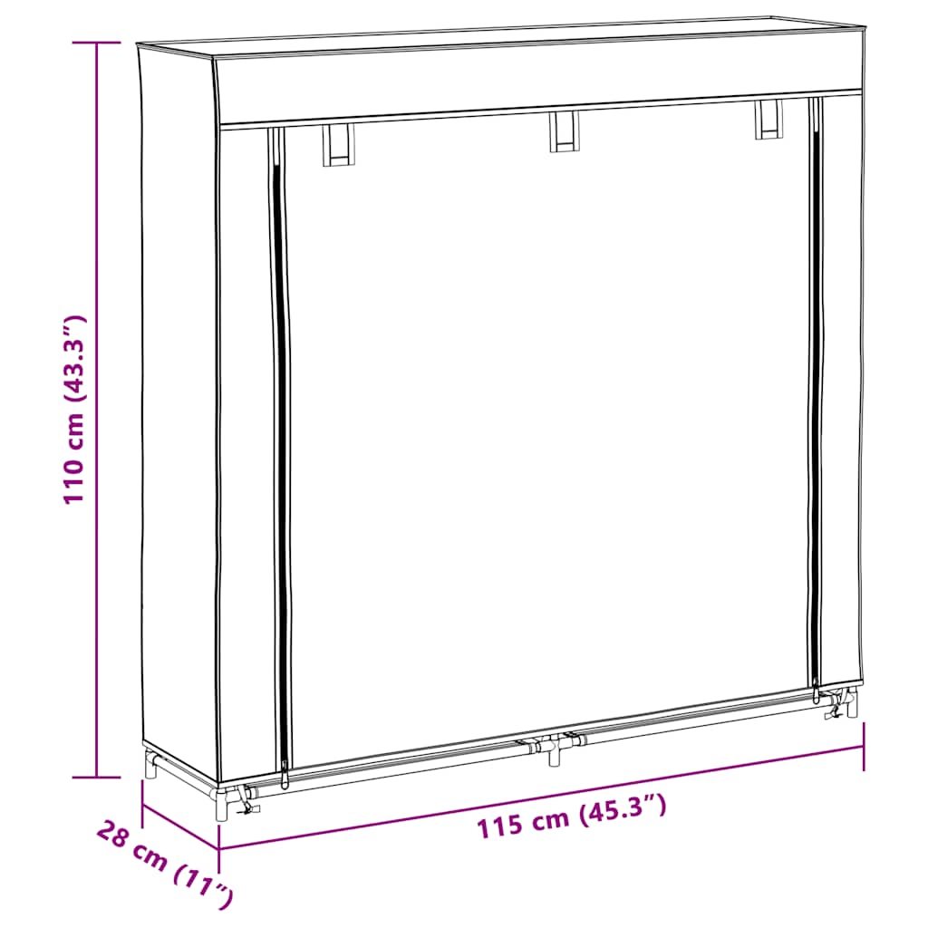 Shoe Cabinet with Cover Cream 115x28x110 cm Fabric