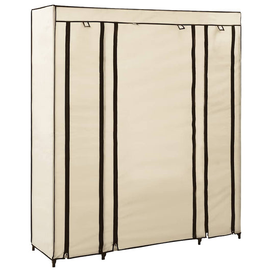 282435 vidaXL Wardrobe with Compartments and Rods Cream 150x45x176 cm Fabric