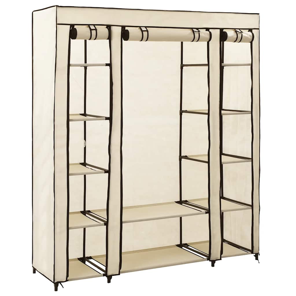 Wardrobe with Compartments and Rods Cream 150x45x176 cm Fabric