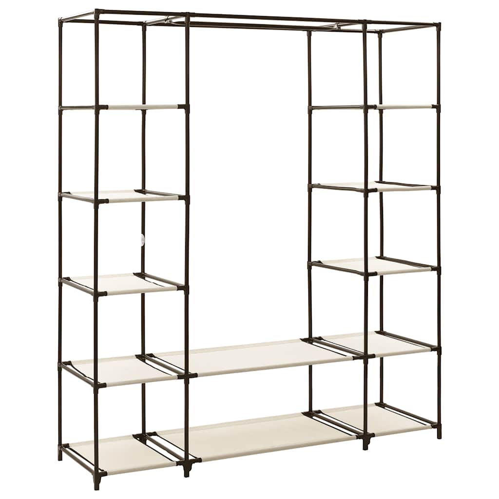 Wardrobe with Compartments and Rods Cream 150x45x176 cm Fabric