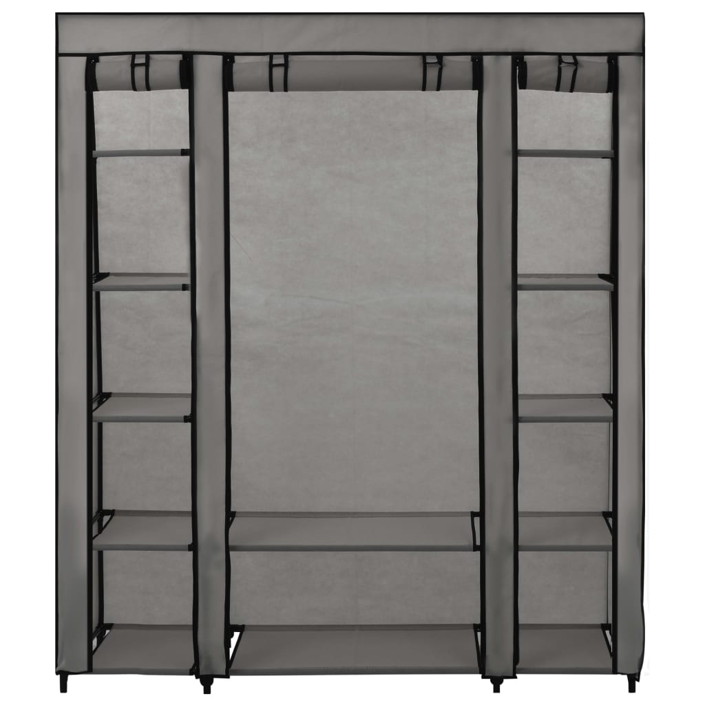 vidaXL Wardrobe with Compartments and Rods Grey 150x45x176 cm Fabric