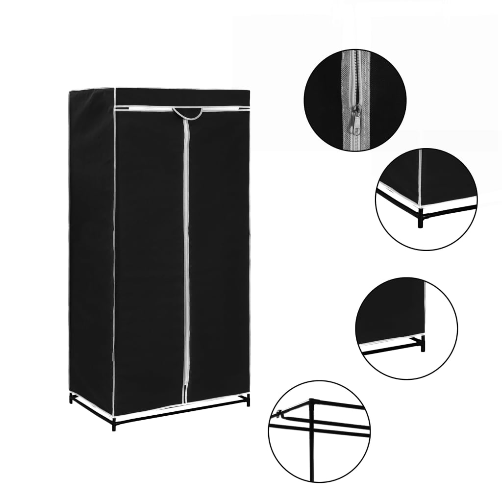 vidaXL Wardrobe Black 75x50x160 cm