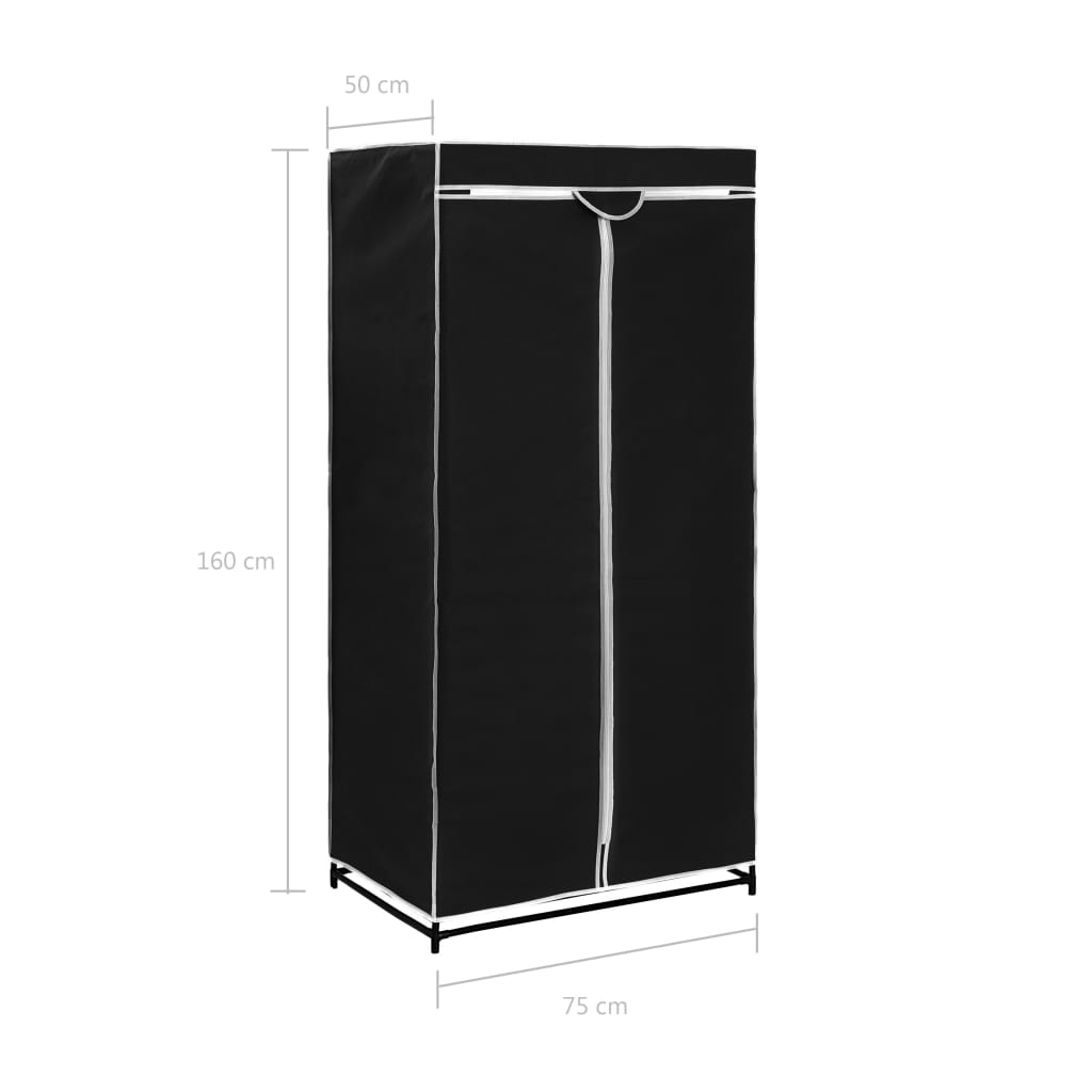 vidaXL Wardrobe Black 75x50x160 cm