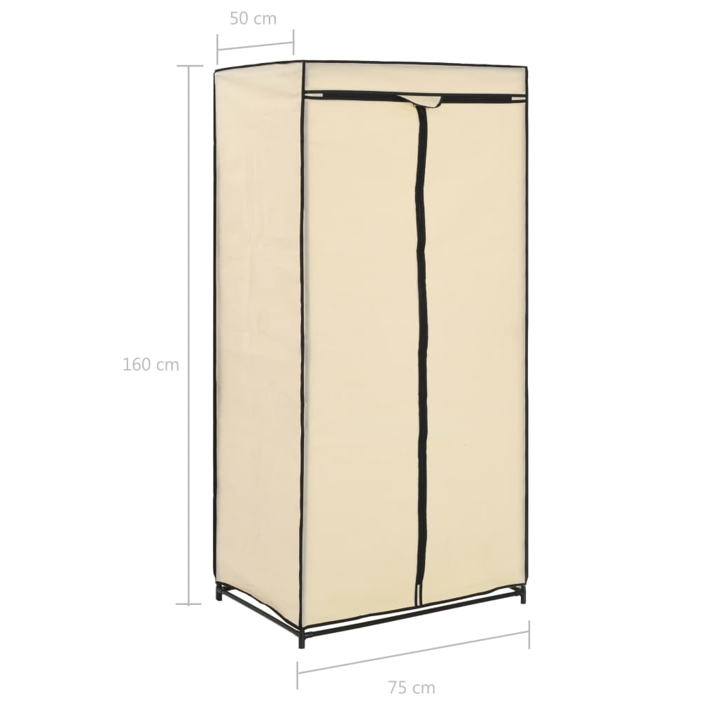 vidaXL Wardrobe Cream 75x50x160 cm