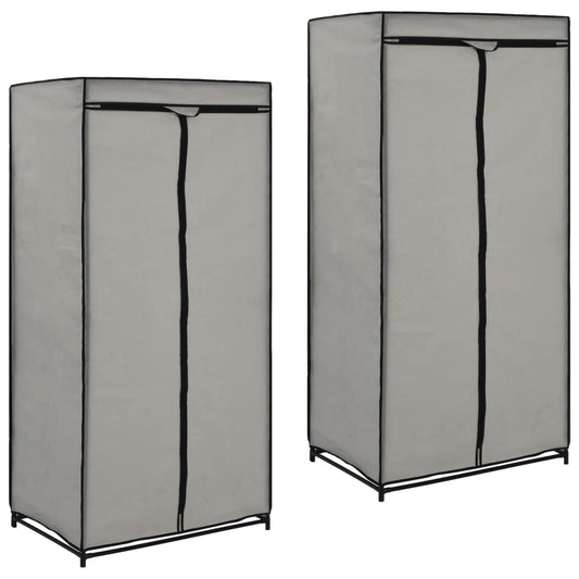 vidaXL Wardrobes 2 pcs Grey 75x50x160 cm