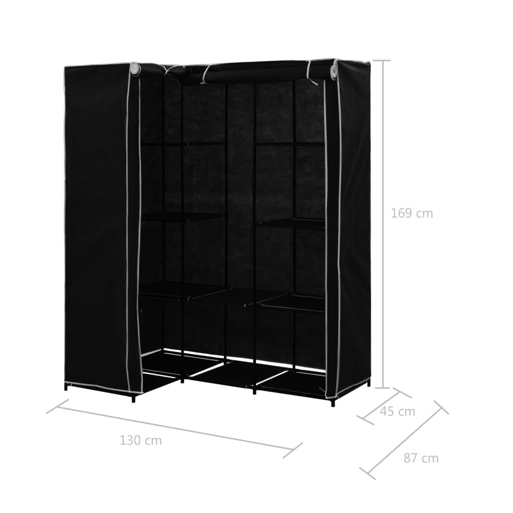 vidaXL Corner Wardrobe Black 130x87x169 cm