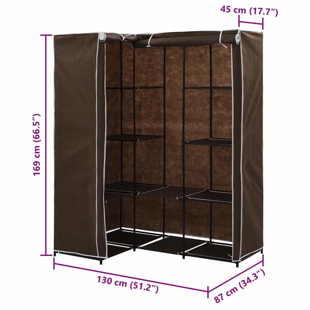 Corner Wardrobe Brown 130x87x169 cm