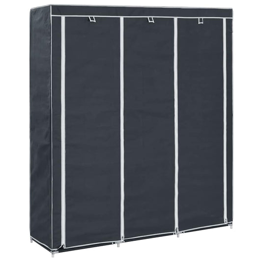 Wardrobe with Compartments and Rods Black 150x45x175 cm Fabric
