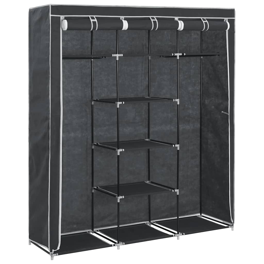Wardrobe with Compartments and Rods Black 150x45x175 cm Fabric