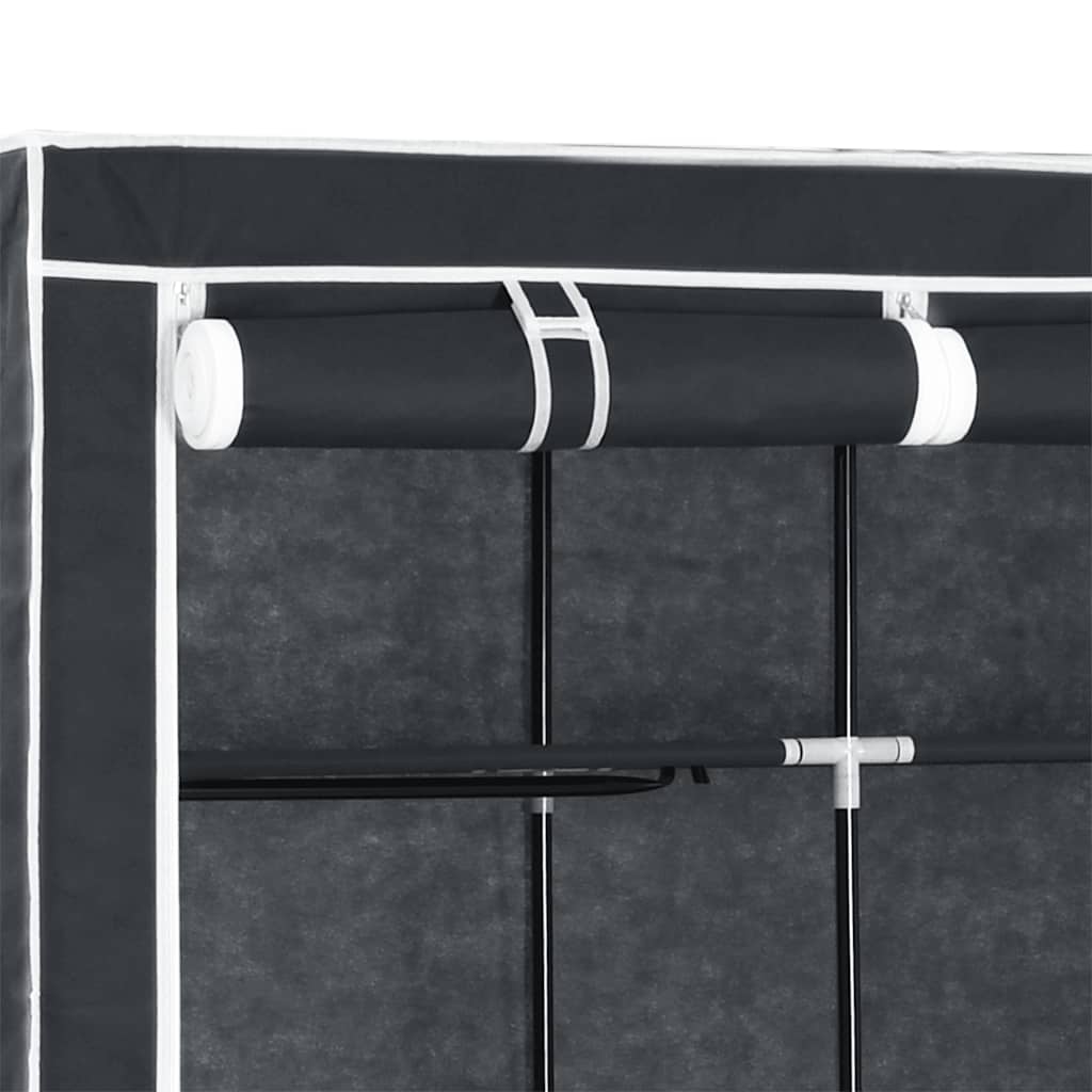 Wardrobe with Compartments and Rods Black 150x45x175 cm Fabric