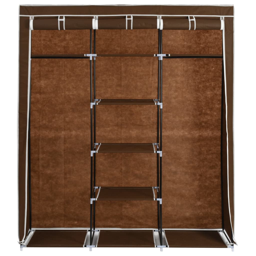 vidaXL Wardrobe with Compartments and Rods Brown 150x45x175 cm Fabric