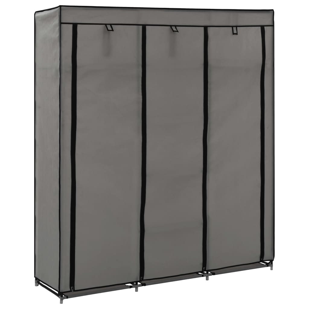 vidaXL Wardrobe with Compartments and Rods Grey 150x45x175 cm Fabric