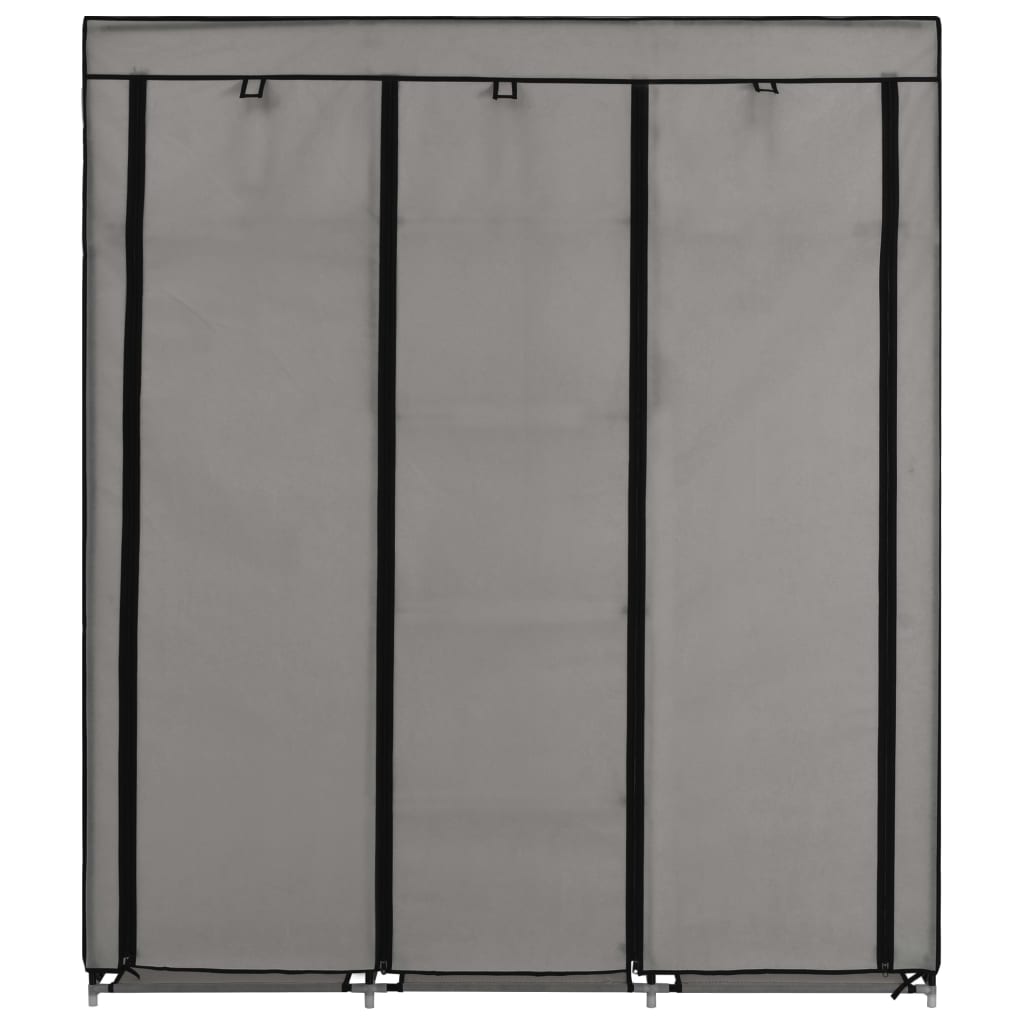 vidaXL Wardrobe with Compartments and Rods Grey 150x45x175 cm Fabric