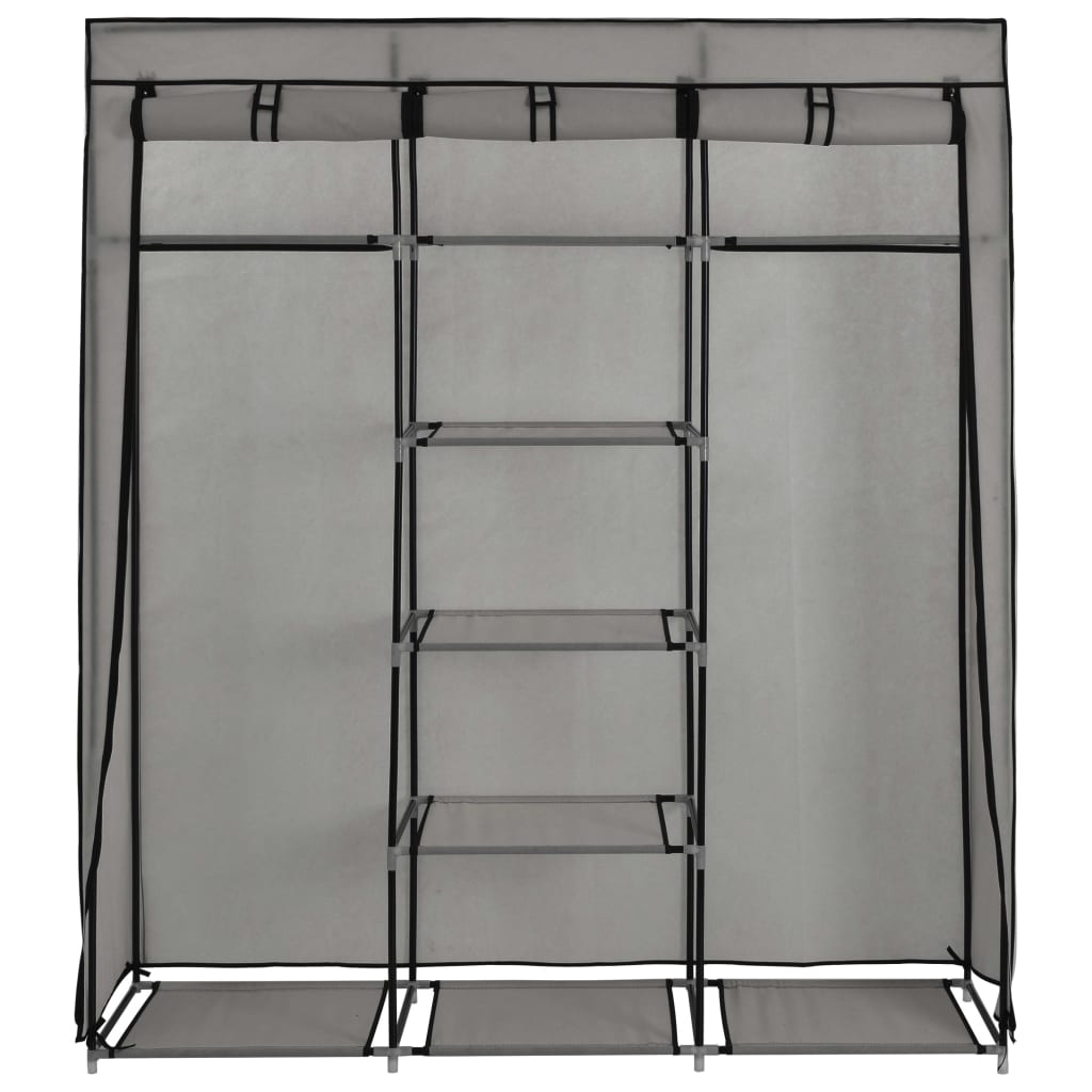 vidaXL Wardrobe with Compartments and Rods Grey 150x45x175 cm Fabric