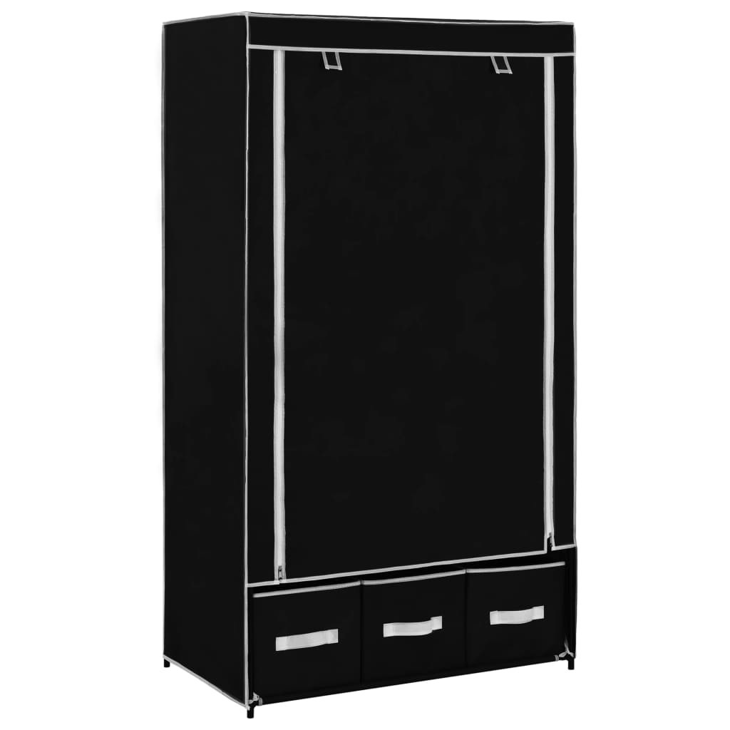 vidaXL Wardrobe Black 87x49x159 cm Fabric