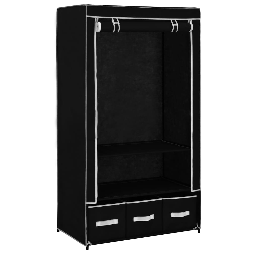 vidaXL Wardrobe Black 87x49x159 cm Fabric