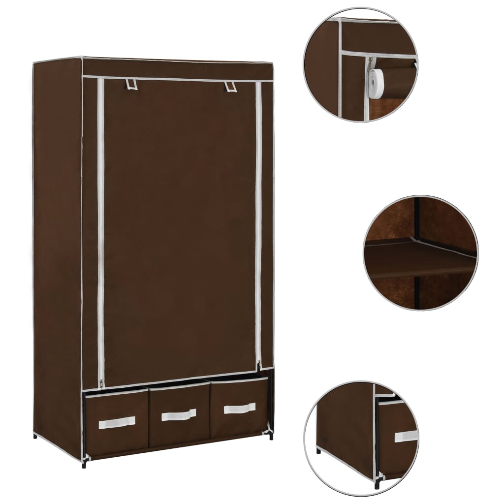 vidaXL Wardrobe Brown 87x49x159 cm Fabric