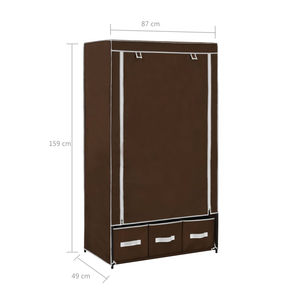 vidaXL Wardrobe Brown 87x49x159 cm Fabric