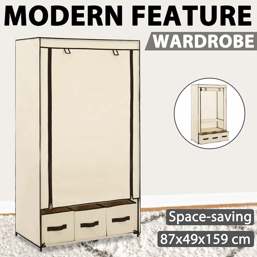 Wardrobe Cream 87x49x159 cm Fabric