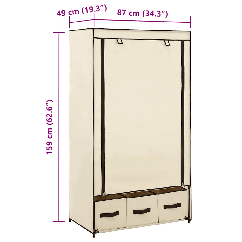 Wardrobe Cream 87x49x159 cm Fabric