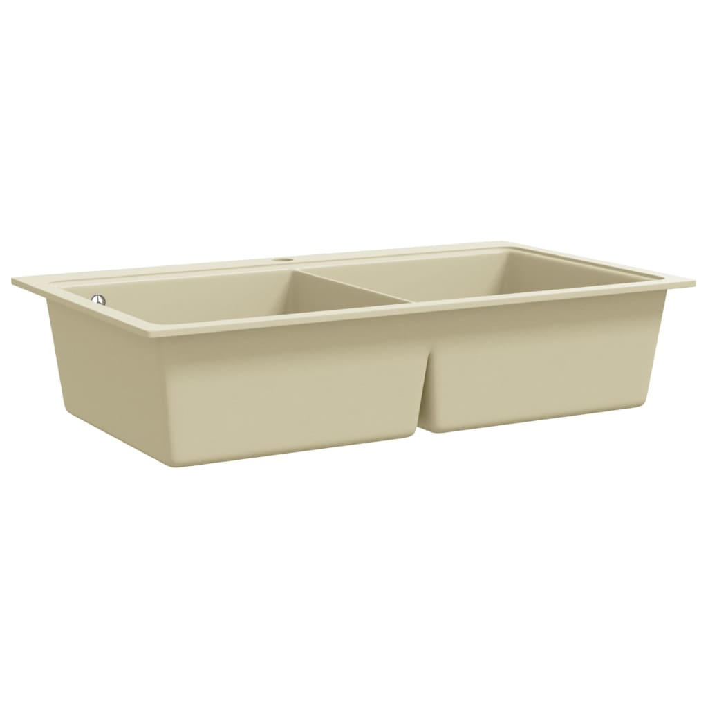 vidaXL Granite Kitchen Sink Double Basins Beige