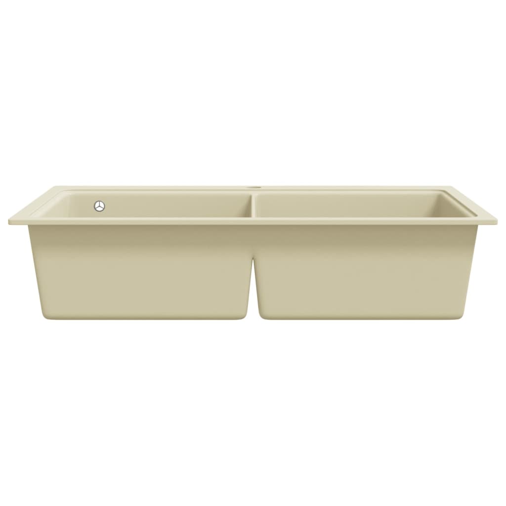 vidaXL Granite Kitchen Sink Double Basins Beige