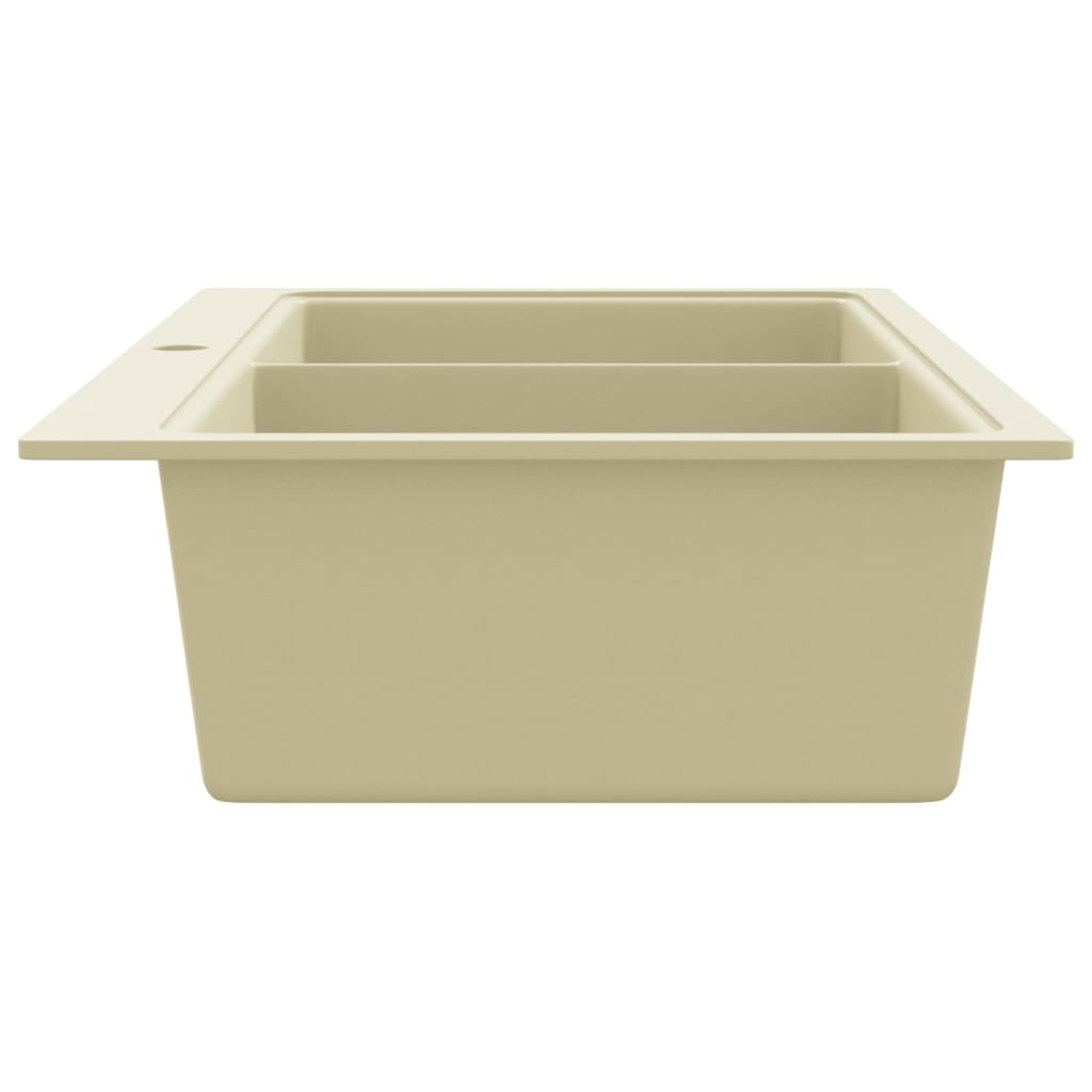 vidaXL Granite Kitchen Sink Double Basins Beige