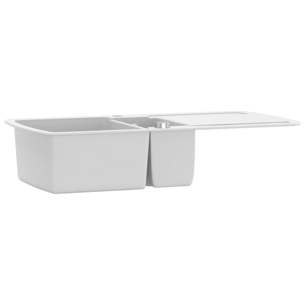 vidaXL Granite Kitchen Sink Double Basins White