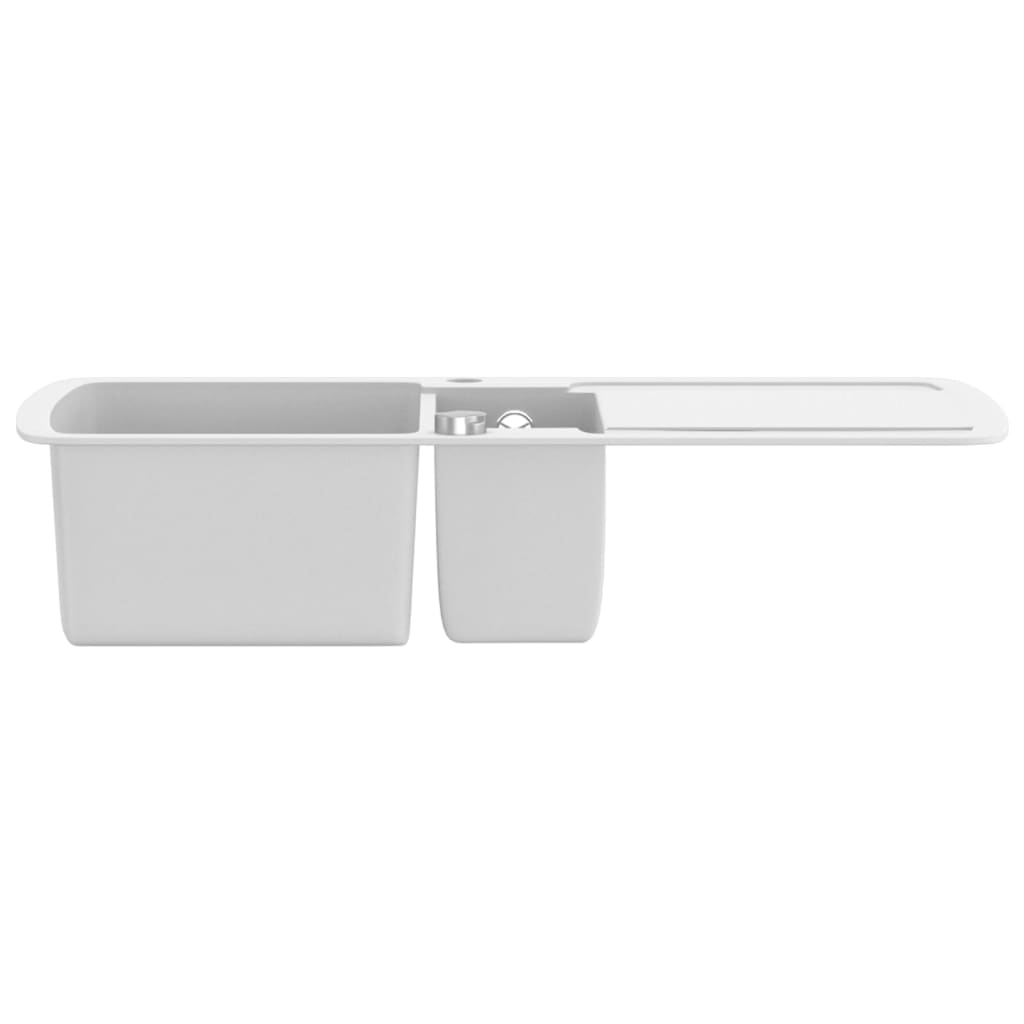 vidaXL Granite Kitchen Sink Double Basins White