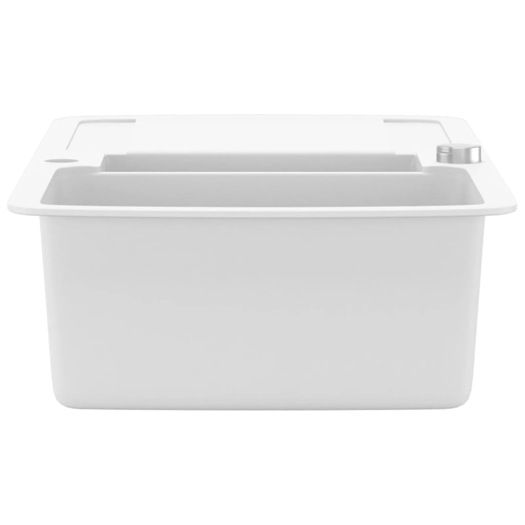 vidaXL Granite Kitchen Sink Double Basins White