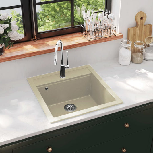 vidaXL Granite Kitchen Sink Single Basin Beige