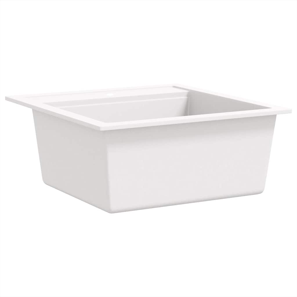 vidaXL Granite Kitchen Sink Single Basin White