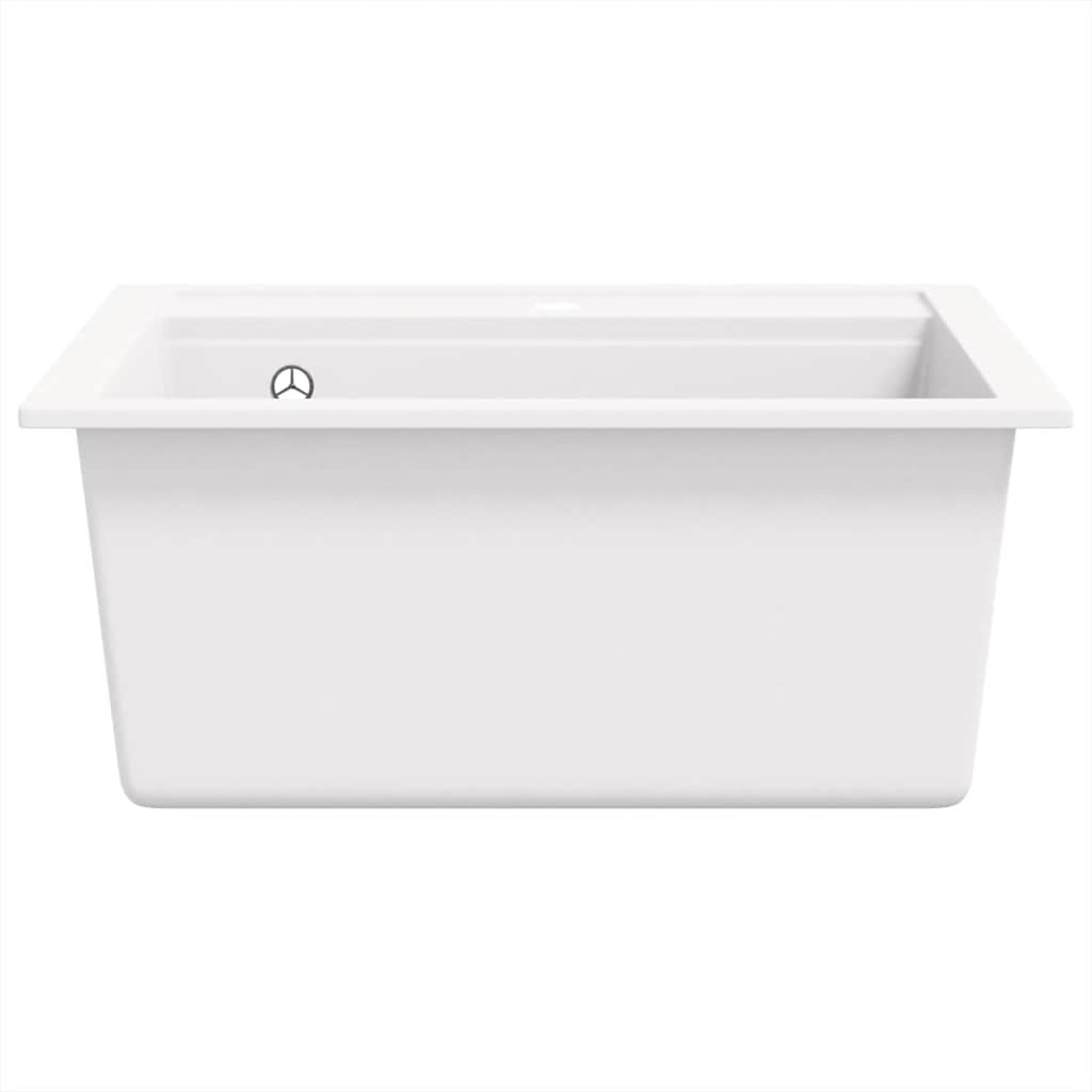 vidaXL Granite Kitchen Sink Single Basin White