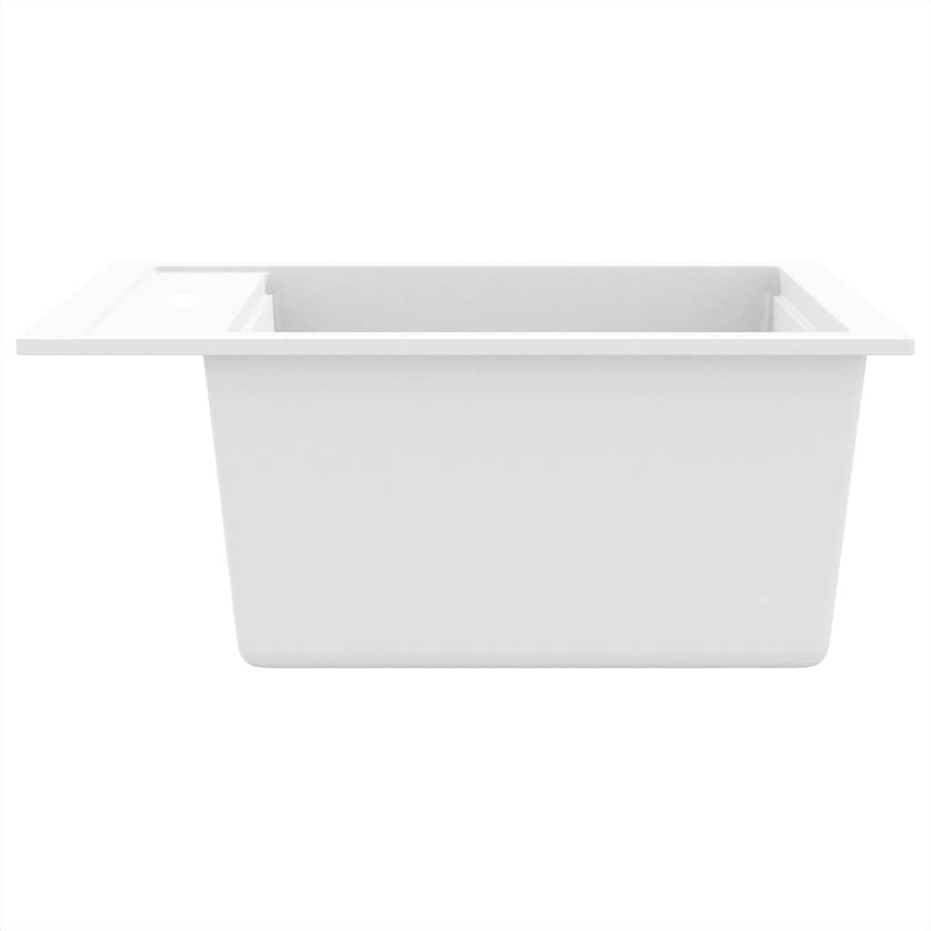 vidaXL Granite Kitchen Sink Single Basin White