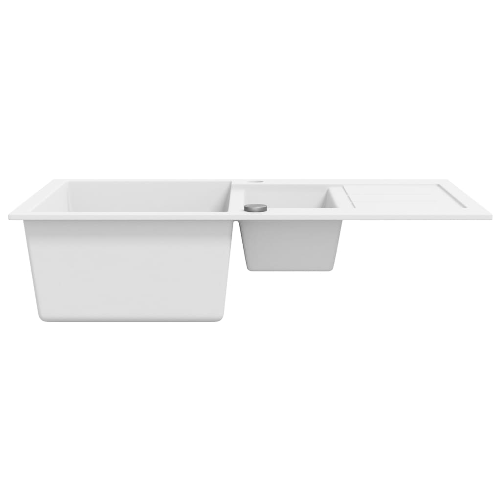 vidaXL Granite Kitchen Sink Double Basins White