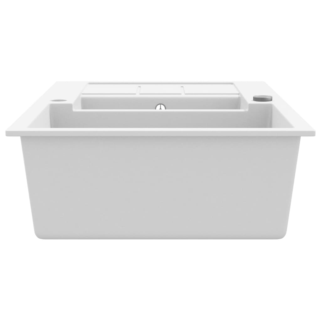 vidaXL Granite Kitchen Sink Double Basins White