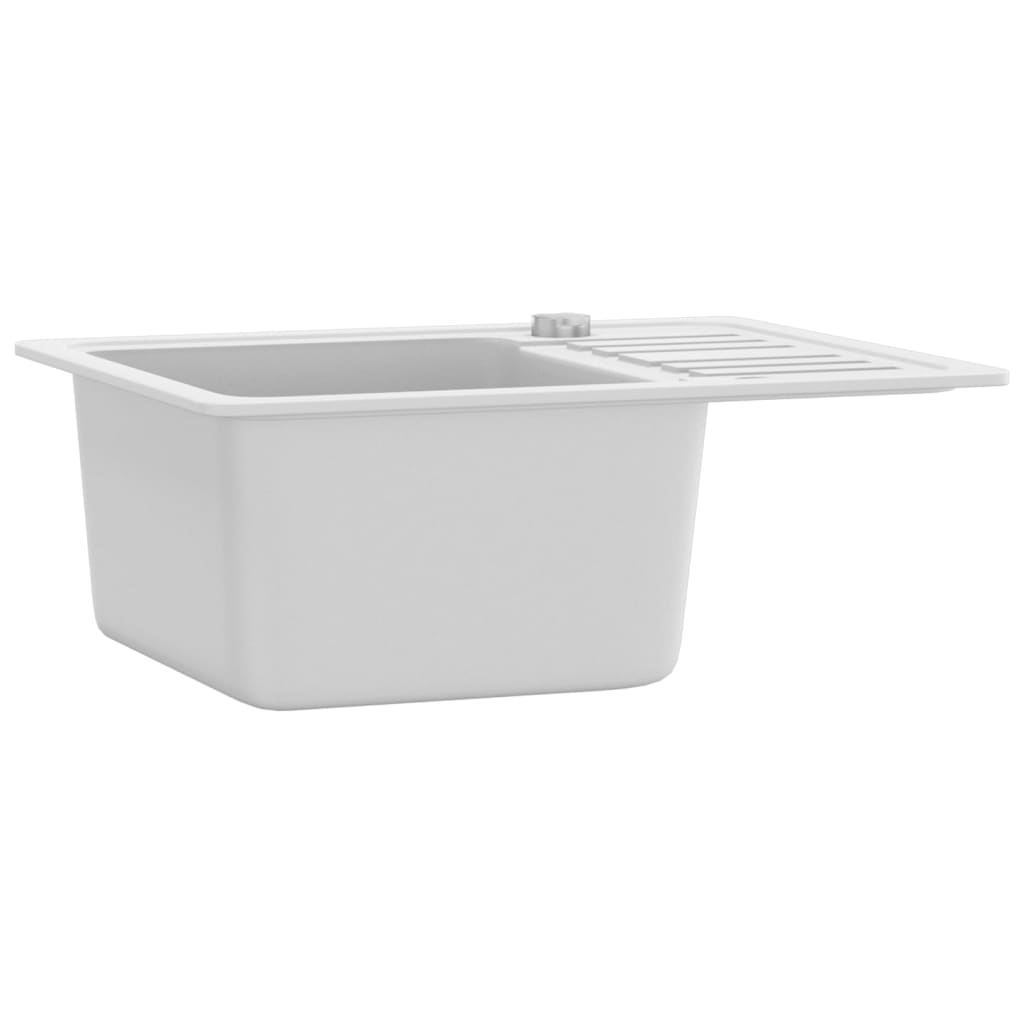 vidaXL Granite Kitchen Sink Single Basin White