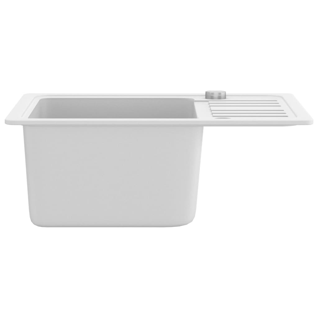 vidaXL Granite Kitchen Sink Single Basin White