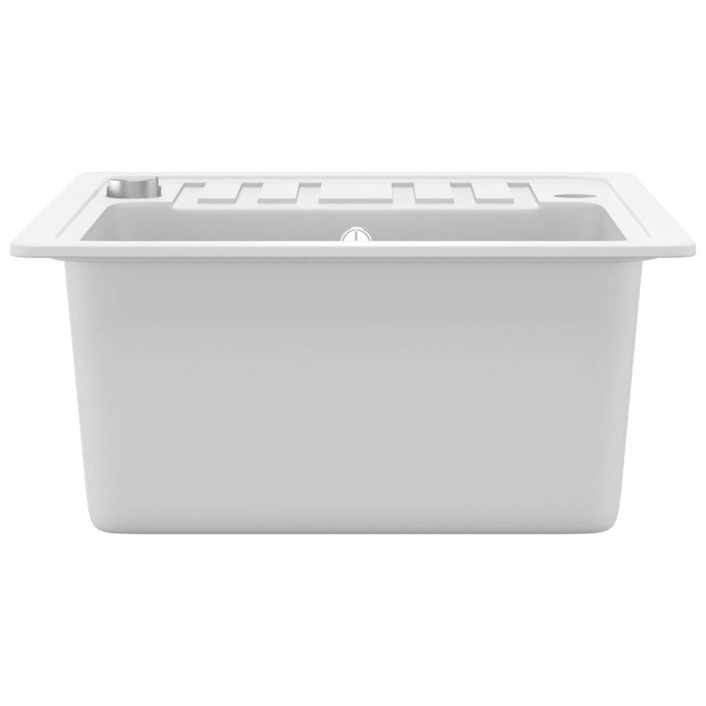 vidaXL Granite Kitchen Sink Single Basin White