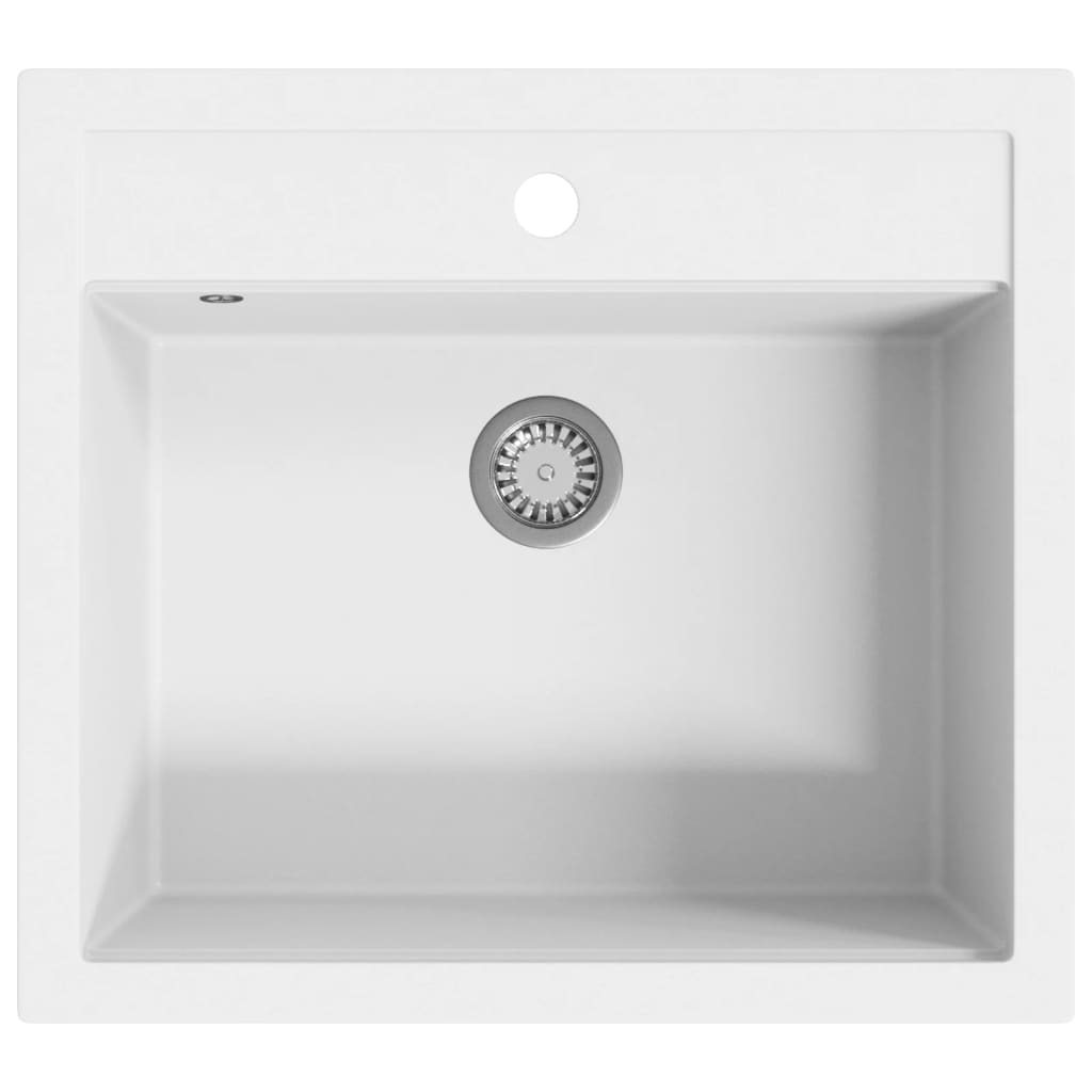 vidaXL Granite Kitchen Sink Single Basin White