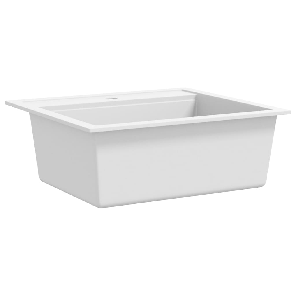 vidaXL Granite Kitchen Sink Single Basin White