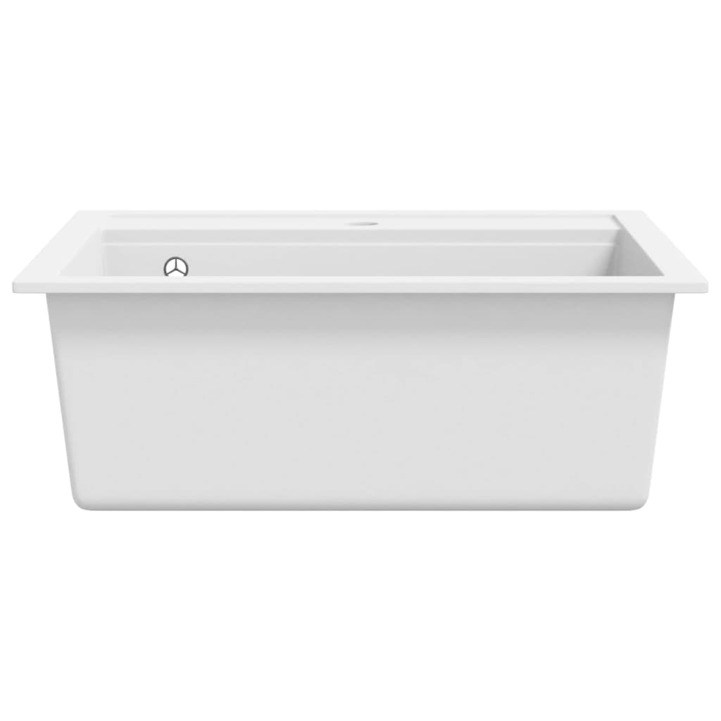 vidaXL Granite Kitchen Sink Single Basin White