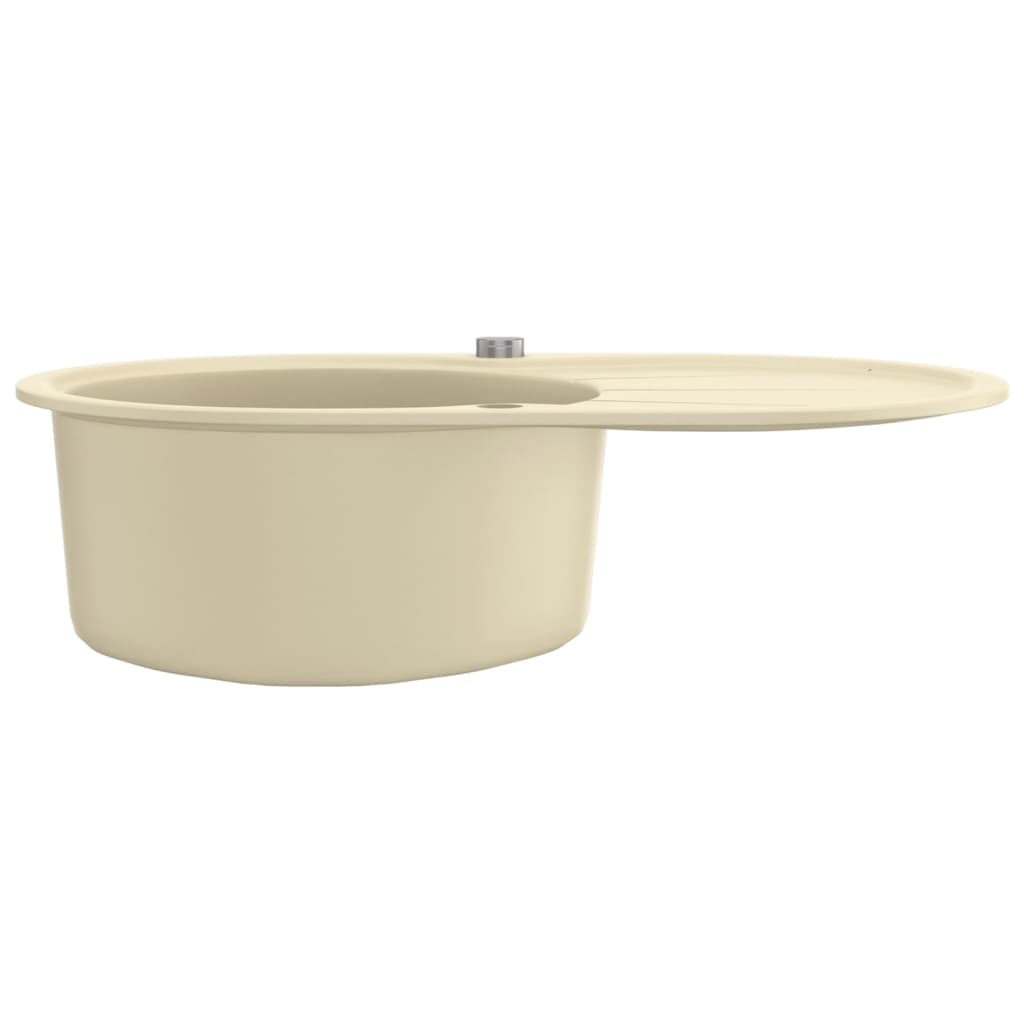 vidaXL Granite Kitchen Sink Single Basin Oval Beige