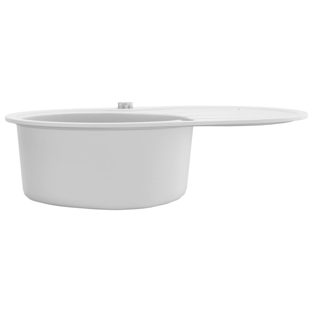 vidaXL Granite Kitchen Sink Single Basin Oval White